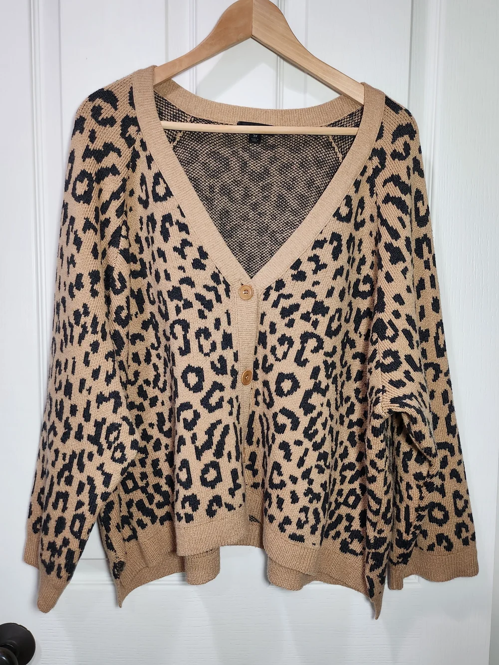 J.Crew Leopard Animal Print Merino Wool Blend Button Cardigan Sweater 3X